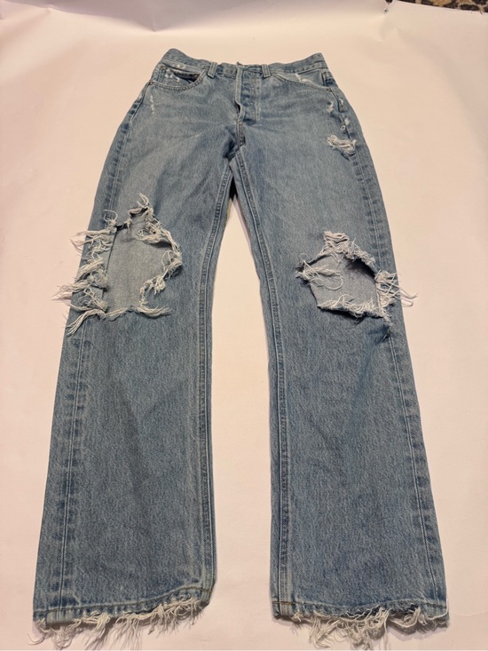 Agolde Denim - AGOLDE 90s Crop Mid Rise Loose Fit Jeans Medium Wash Blue Distressed Size 24